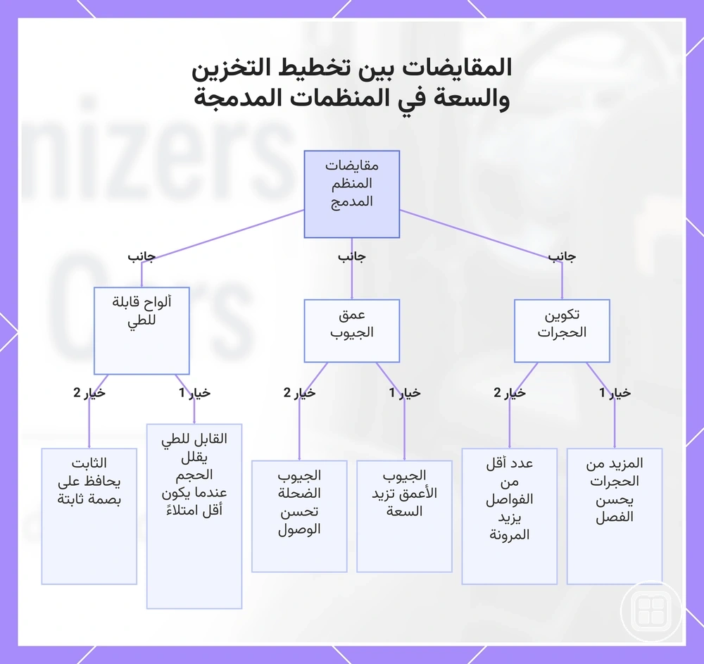 المقايضات بين تخطيط التخزين والسعة في المنظمات المدمجة