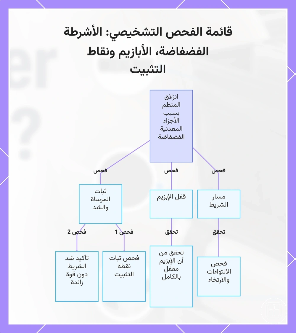 قائمة الفحص التشخيصي: الأشرطة الفضفاضة، الأبازيم ونقاط التثبيت