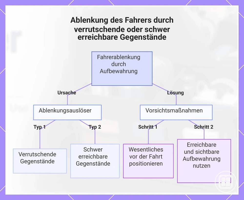 Ablenkung des Fahrers durch verrutschende oder schwer erreichbare Gegenstände