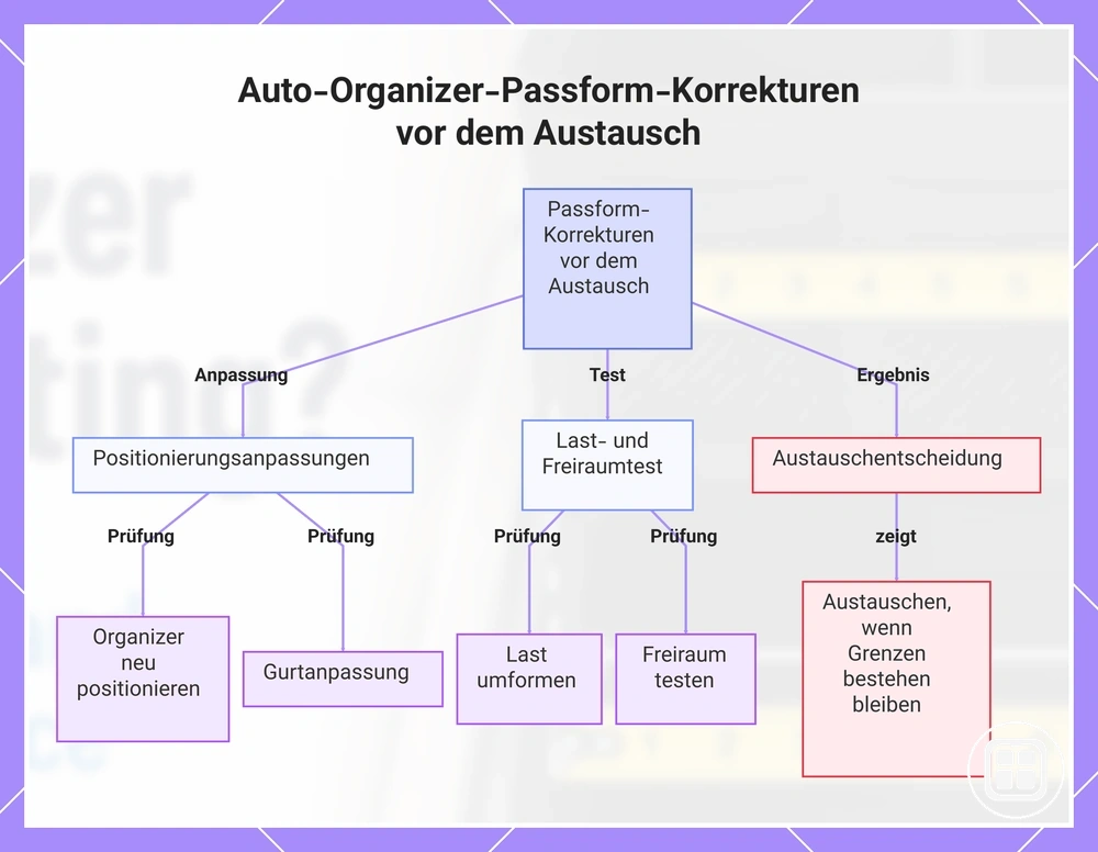 Auto-Organizer-Passform-Korrekturen vor dem Austausch