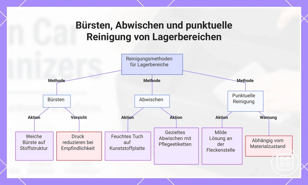 Bürsten, Abwischen und punktuelle Reinigung von Lagerbereichen