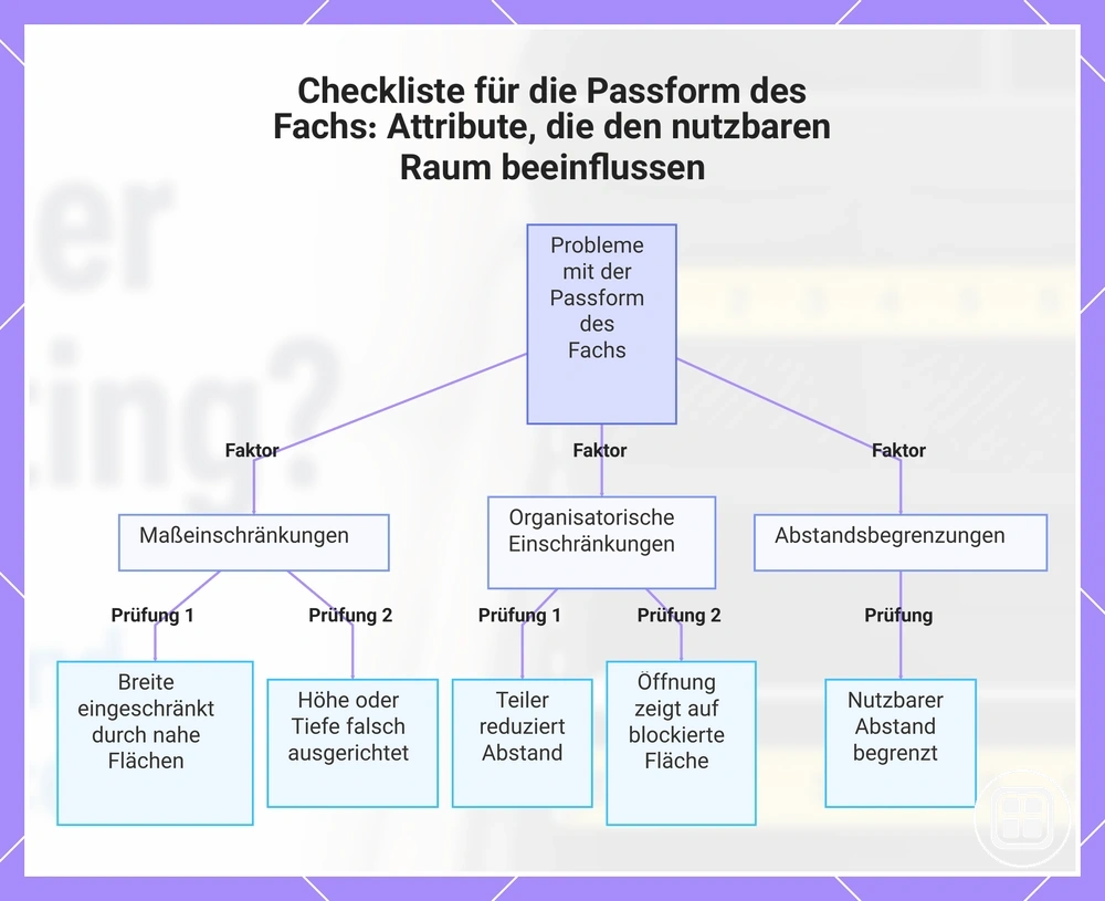 Checkliste für die Passform des Fachs: Attribute, die den nutzbaren Raum beeinflussen