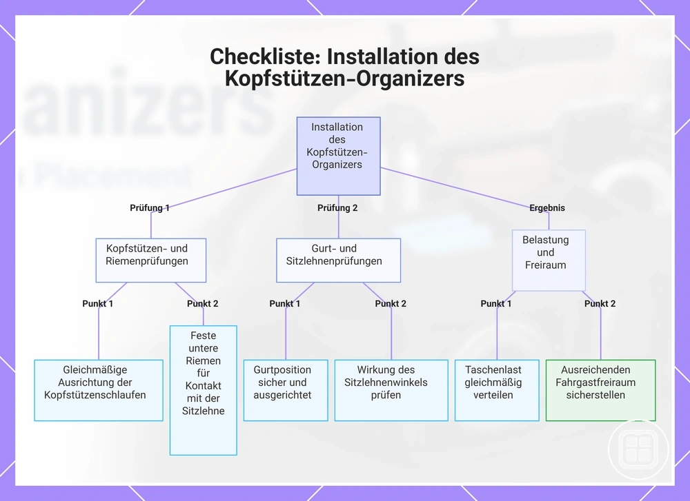 Checkliste: Installation des Kopfstützen-Organizers