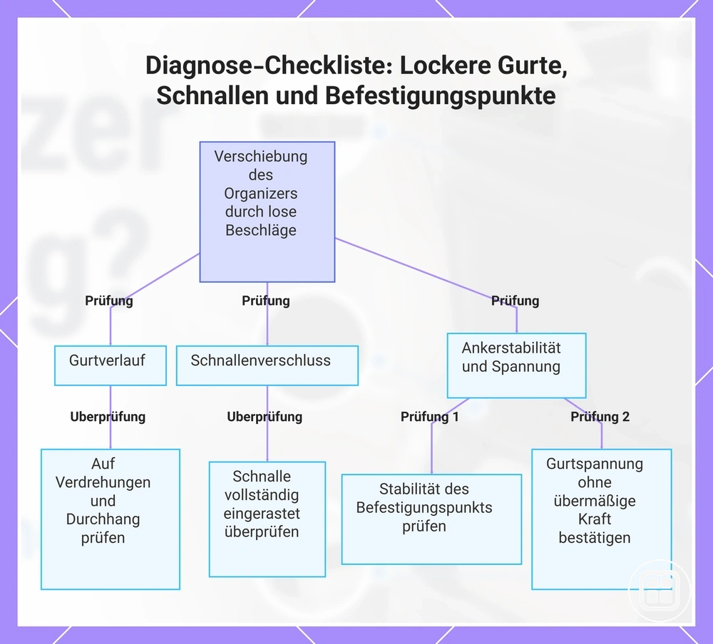 Diagnose-Checkliste: Lockere Gurte, Schnallen und Befestigungspunkte