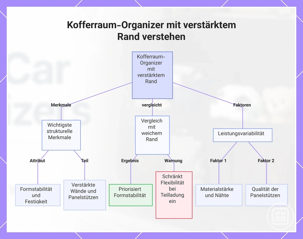 Kofferraum-Organizer mit verstärktem Rand verstehen
