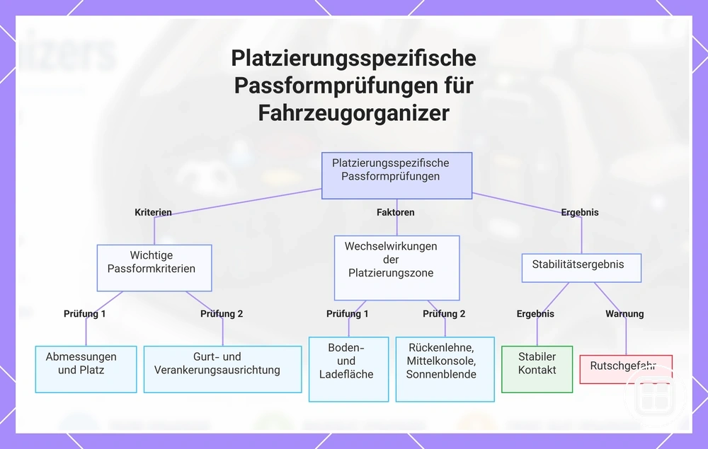 Platzierungsspezifische Passformprüfungen für Fahrzeugorganizer