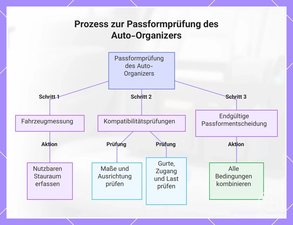 Prozess zur Passformprüfung des Auto-Organizers