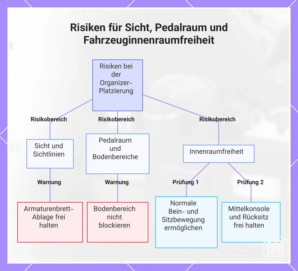 Risiken für Sicht, Pedalraum und Fahrzeuginnenraumfreiheit