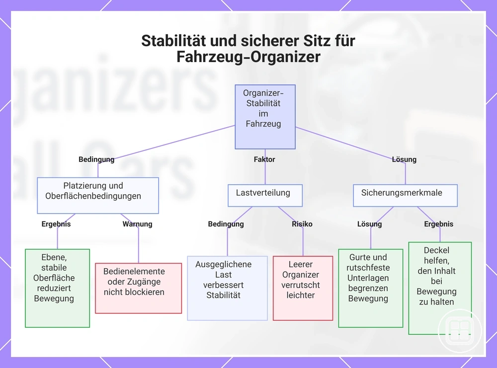 Stabilität und sicherer Sitz für Fahrzeug-Organizer