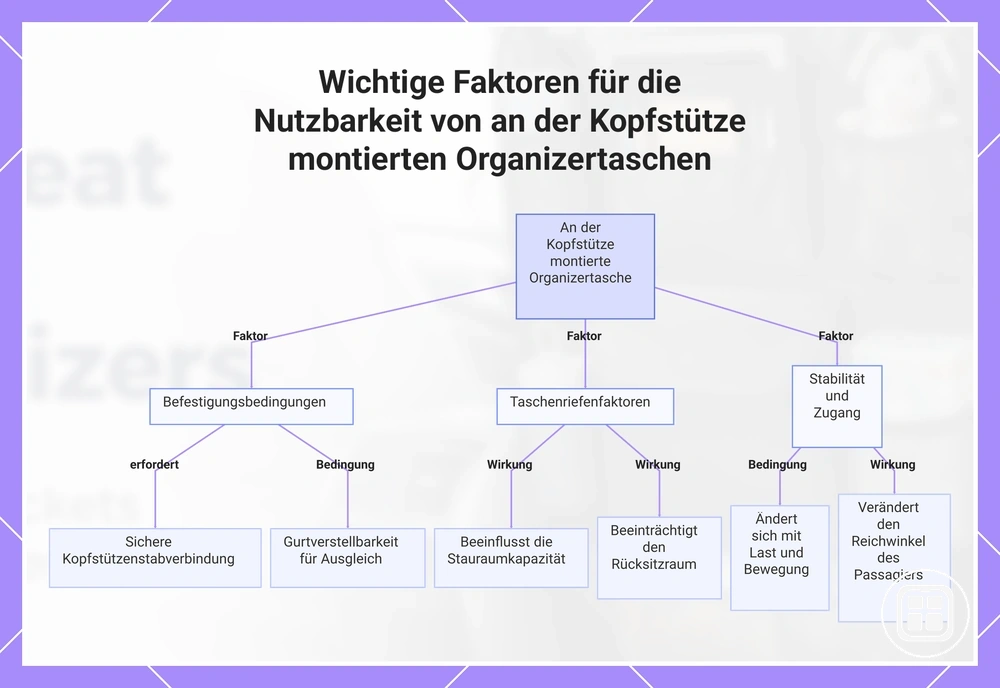 Wichtige Faktoren für die Nutzbarkeit von an der Kopfstütze montierten Organizertaschen