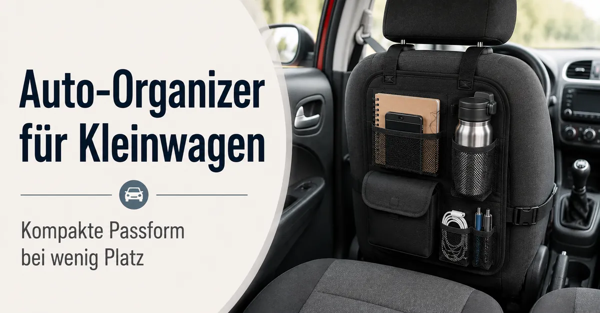 Kompakter Auto-Organizer im Innenraum eines Kleinwagens mit begrenztem Stauraum