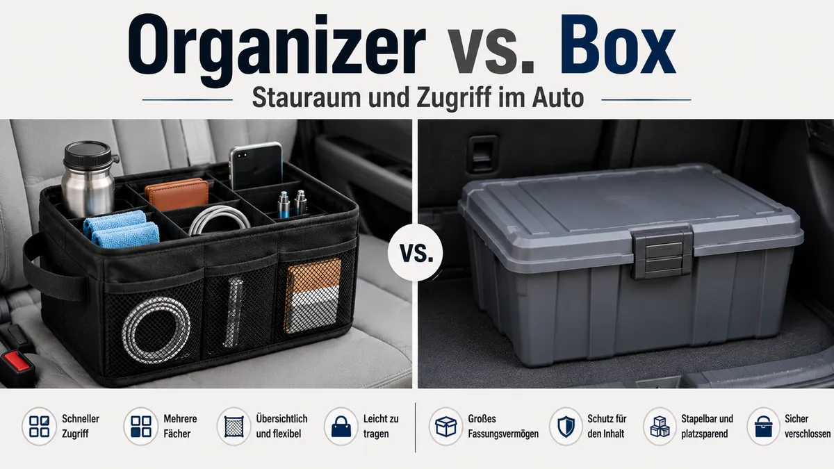 Auto-Organizer und Aufbewahrungsbox im direkten Vergleich für Stauraum und Zugriff im Fahrzeug