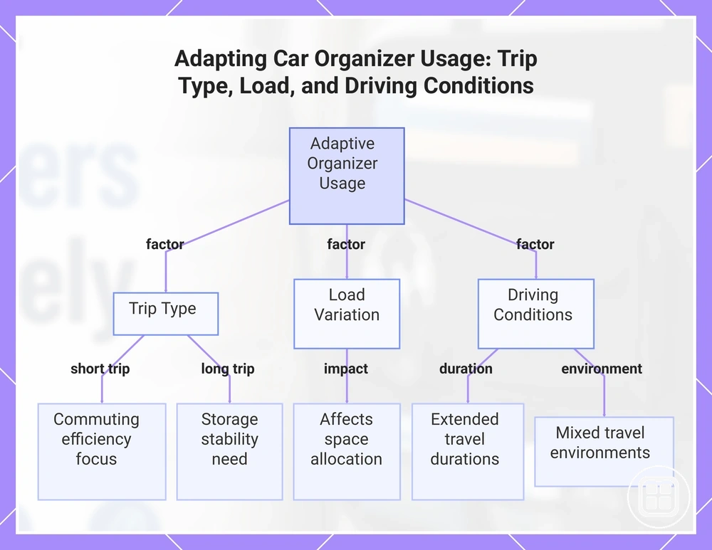 Adapting Car Organizer Usage: Trip Type, Load, and Driving Conditions