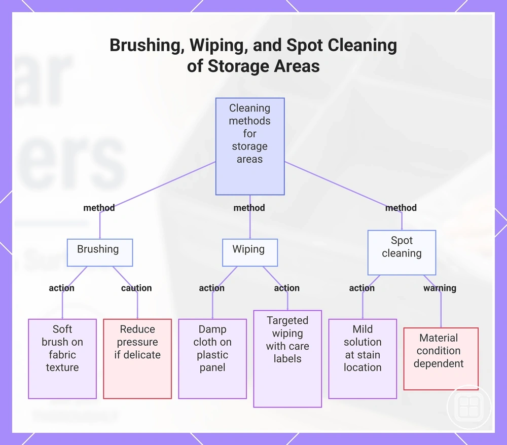 Brushing, Wiping, and Spot Cleaning of Storage Areas