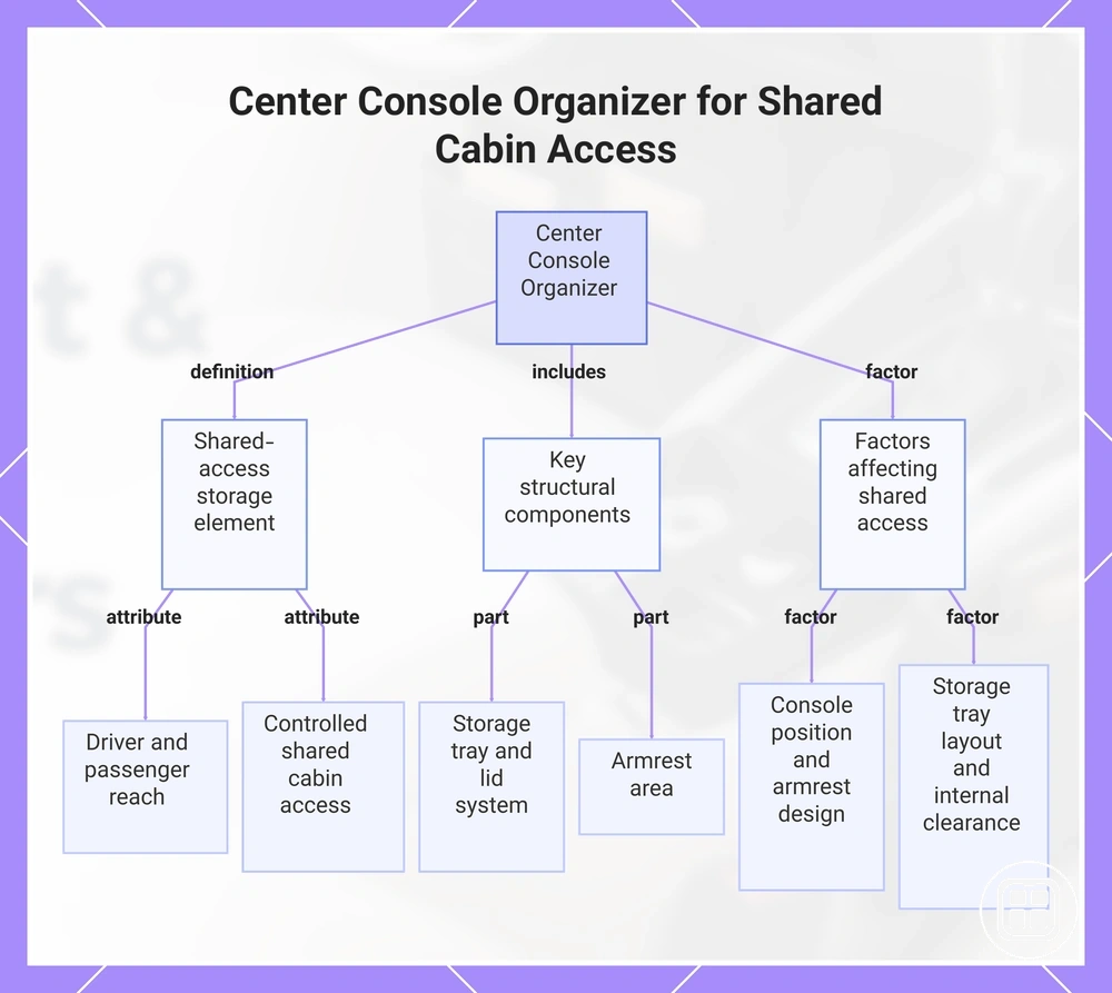 Center Console Organizer for Shared Cabin Access