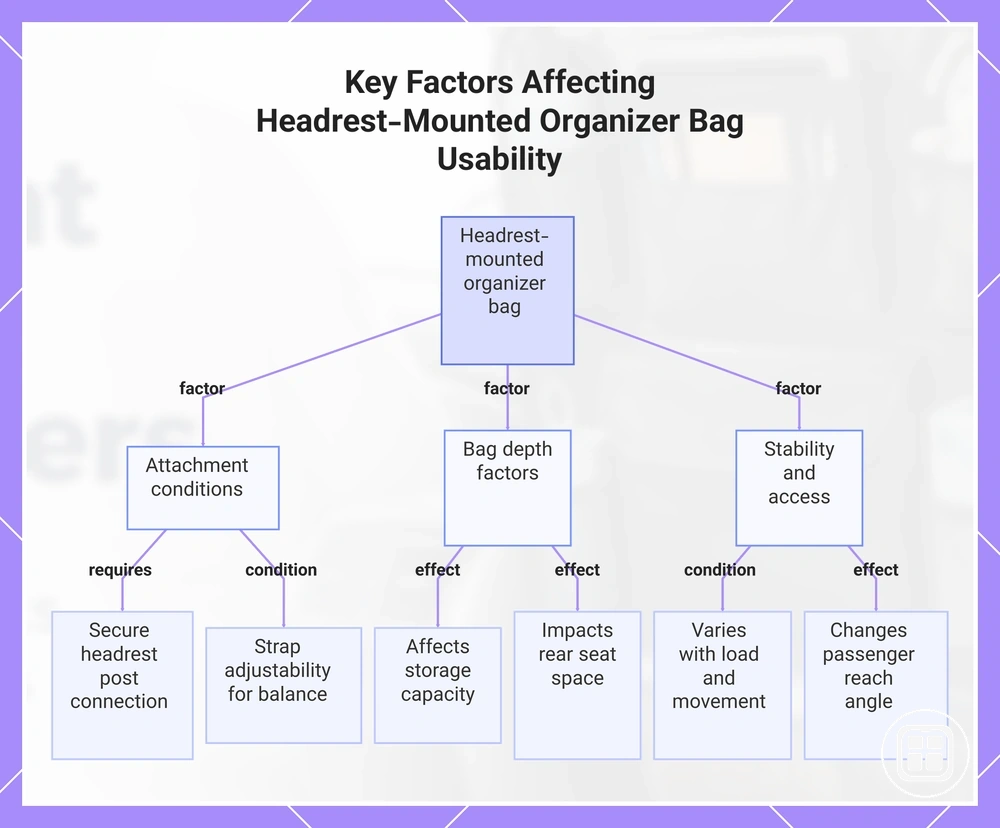 Key Factors Affecting Headrest-Mounted Organizer Bag Usability