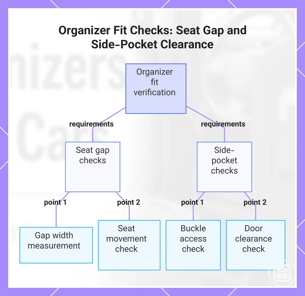Organizer Fit Checks: Seat Gap and Side-Pocket Clearance