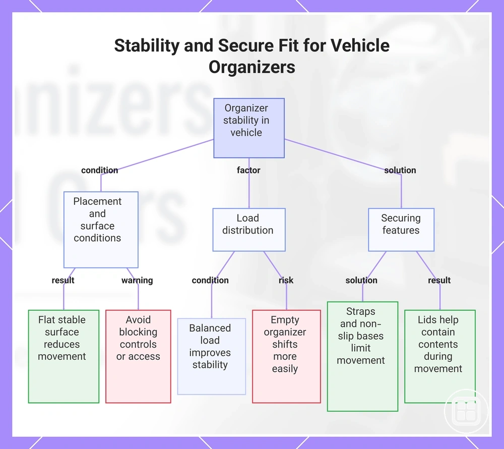 Stability and Secure Fit for Vehicle Organizers