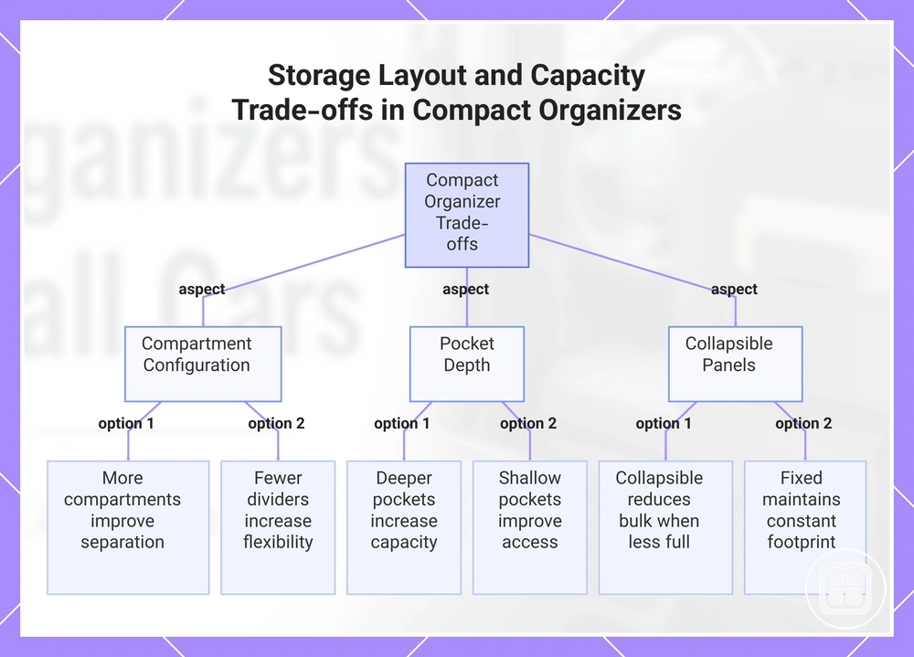 Storage Layout and Capacity Trade-offs in Compact Organizers