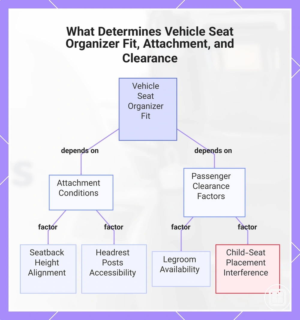 What Determines Vehicle Seat Organizer Fit, Attachment, and Clearance