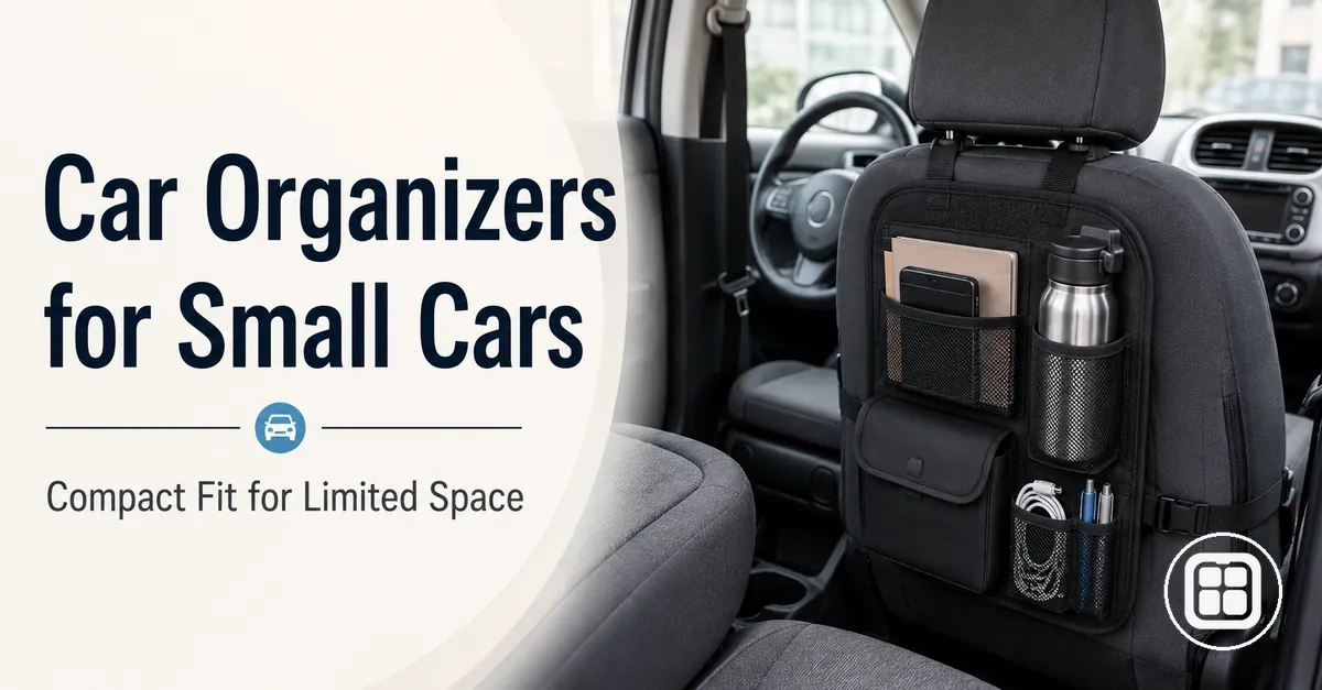 Compact car organizer fitted into a small car interior with limited storage space