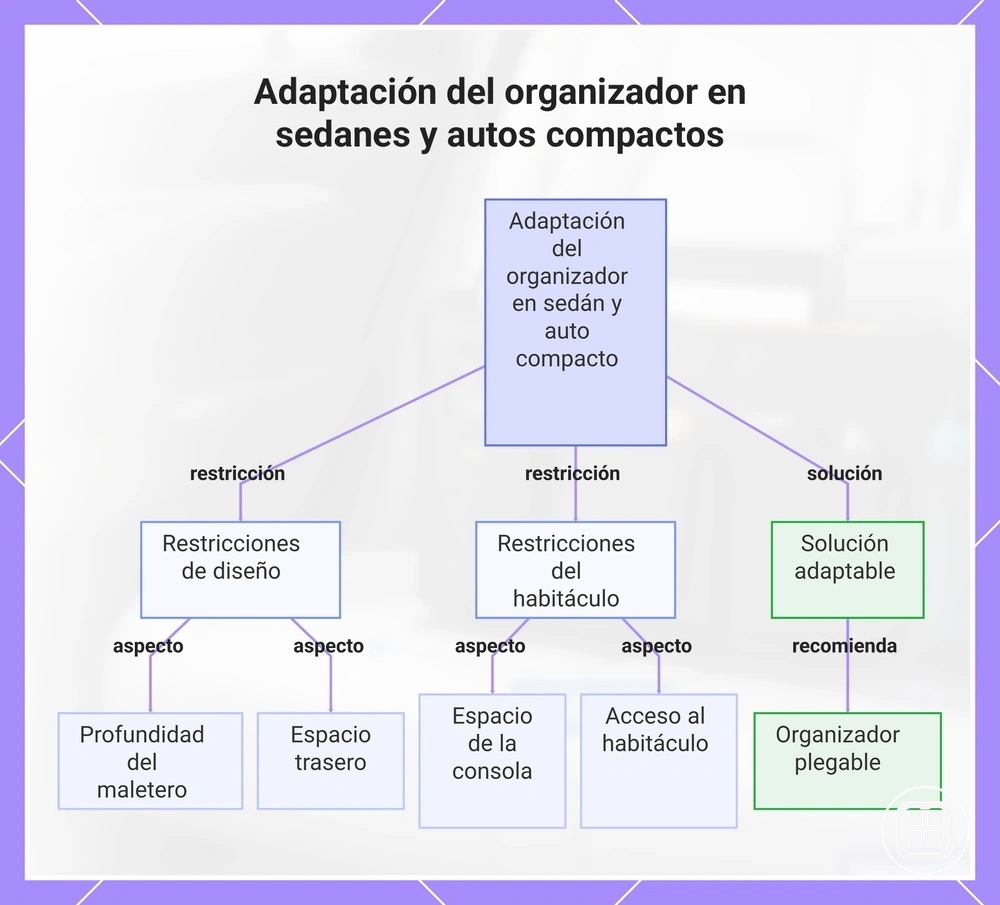 Adaptación del organizador en sedanes y autos compactos