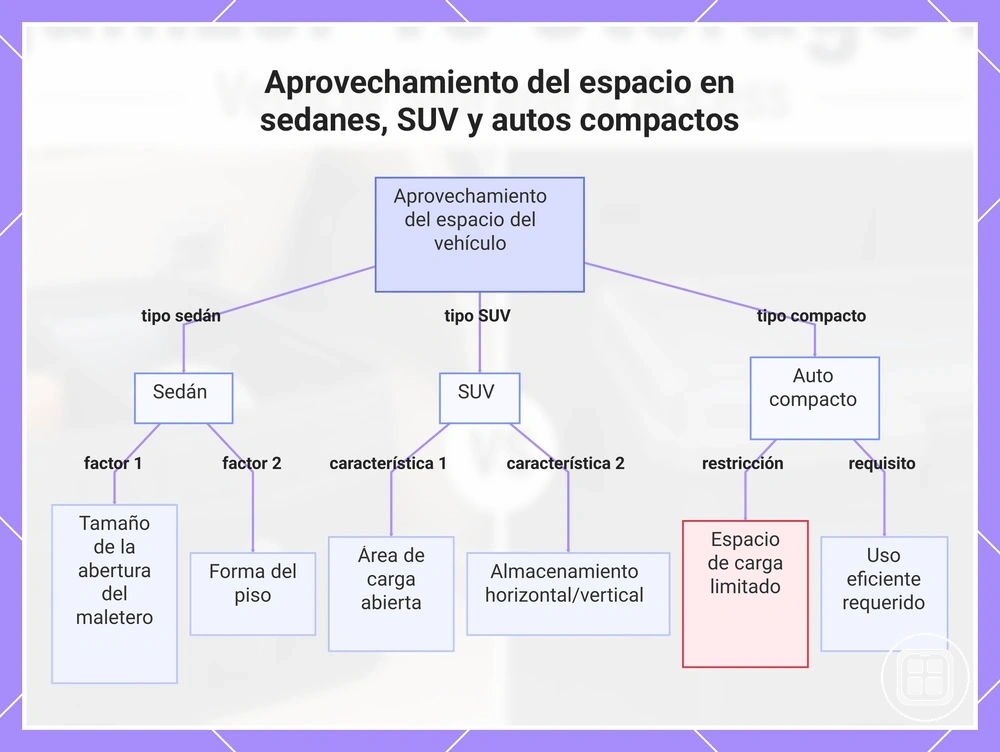 Aprovechamiento del espacio en sedanes, SUV y autos compactos