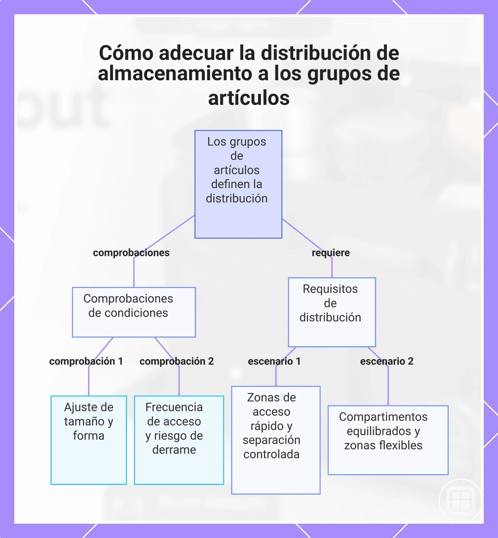 Cómo adecuar la distribución de almacenamiento a los grupos de artículos