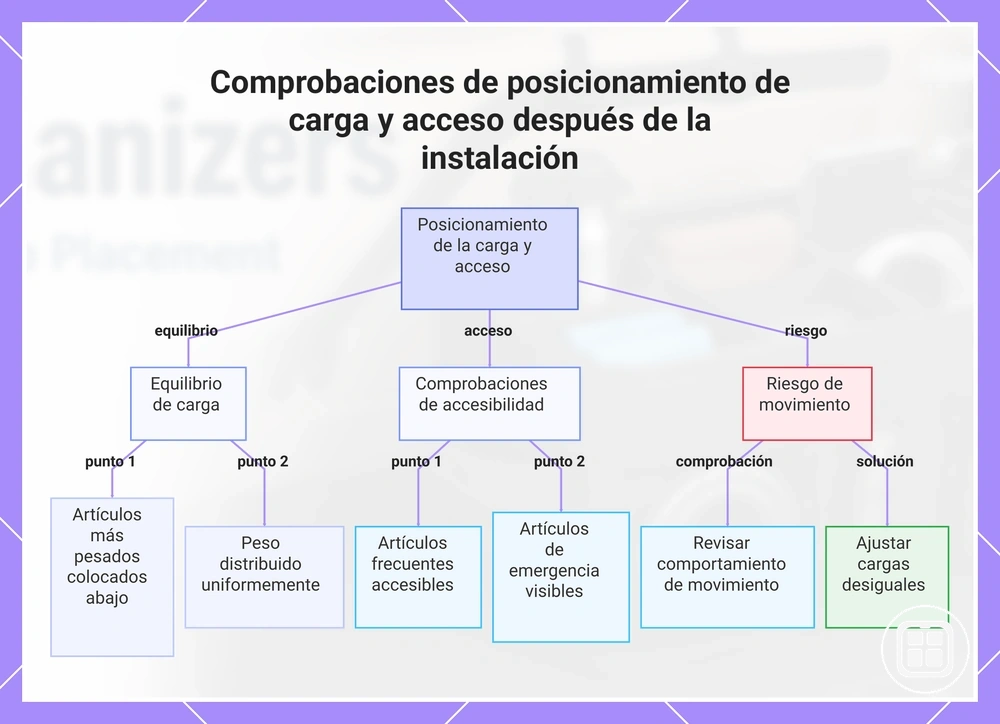 Comprobaciones de posicionamiento de carga y acceso después de la instalación