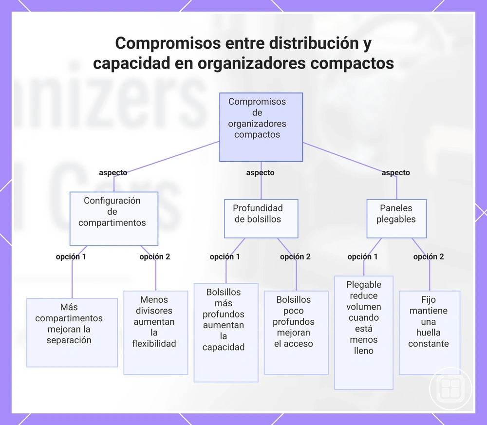 Compromisos entre distribución y capacidad en organizadores compactos