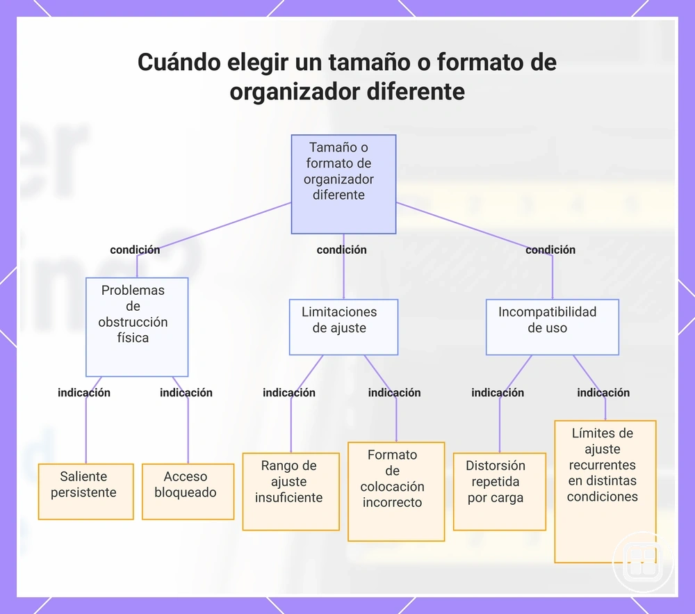 Cuándo elegir un tamaño o formato de organizador diferente