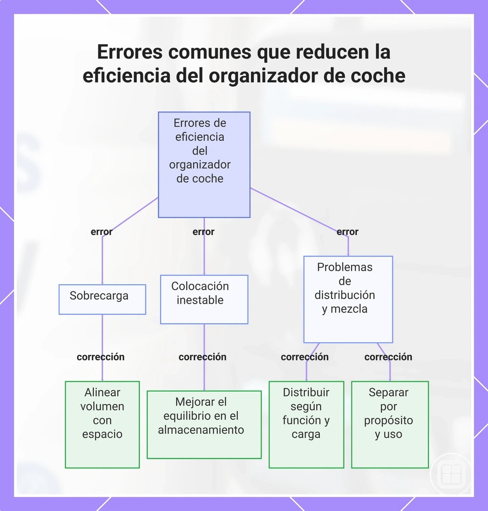 Errores comunes que reducen la eficiencia del organizador de coche