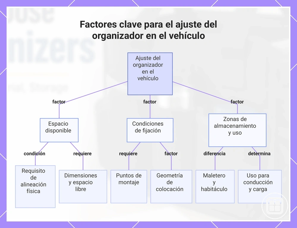Factores clave para el ajuste del organizador en el vehículo
