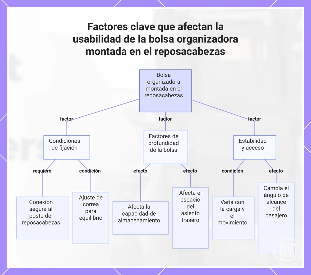 Factores clave que afectan la usabilidad de la bolsa organizadora montada en el reposacabezas