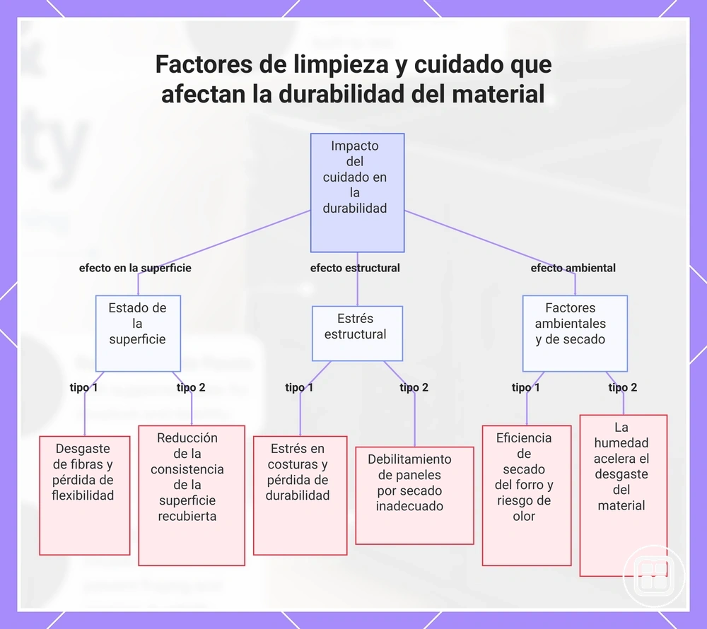 Factores de limpieza y cuidado que afectan la durabilidad del material