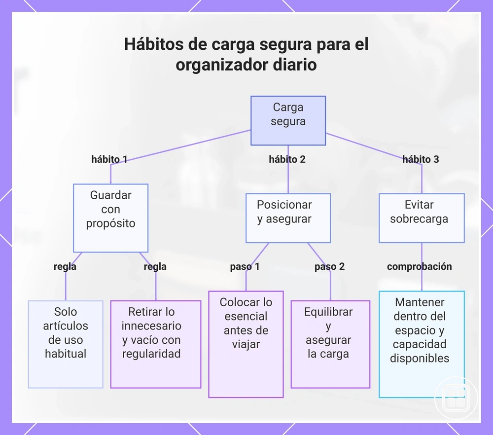 Hábitos de carga segura para el organizador diario