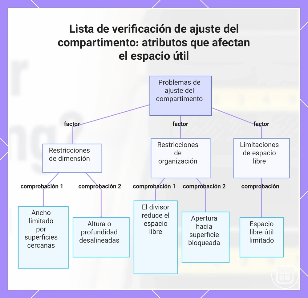Lista de verificación de ajuste del compartimento: atributos que afectan el espacio útil