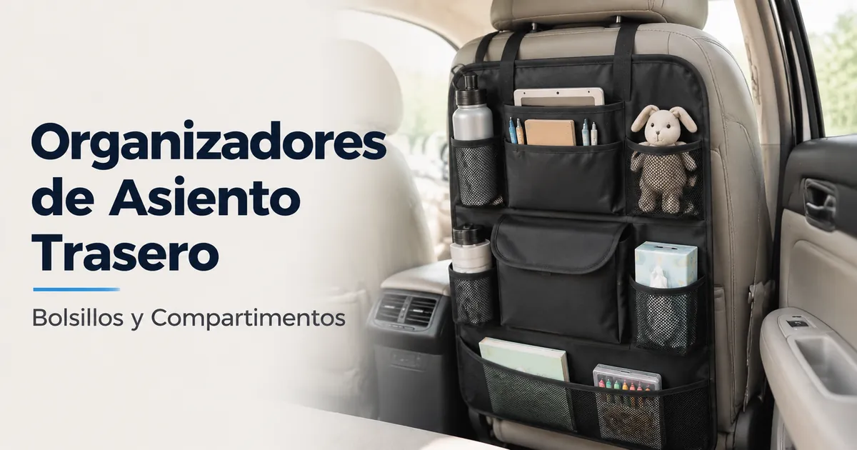 Organizador para asiento trasero colgado del respaldo, con bolsillos y compartimentos de almacenamiento