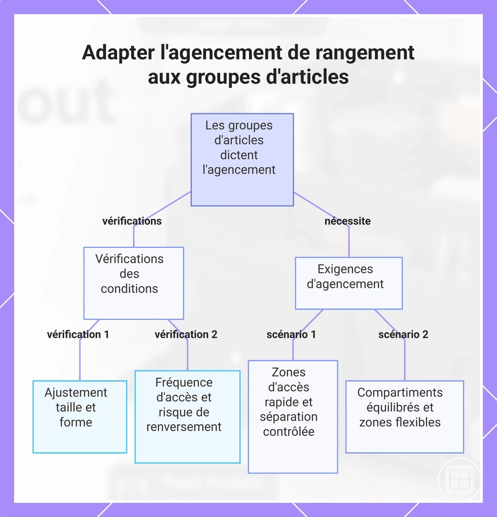 Adapter l'agencement de rangement aux groupes d'articles