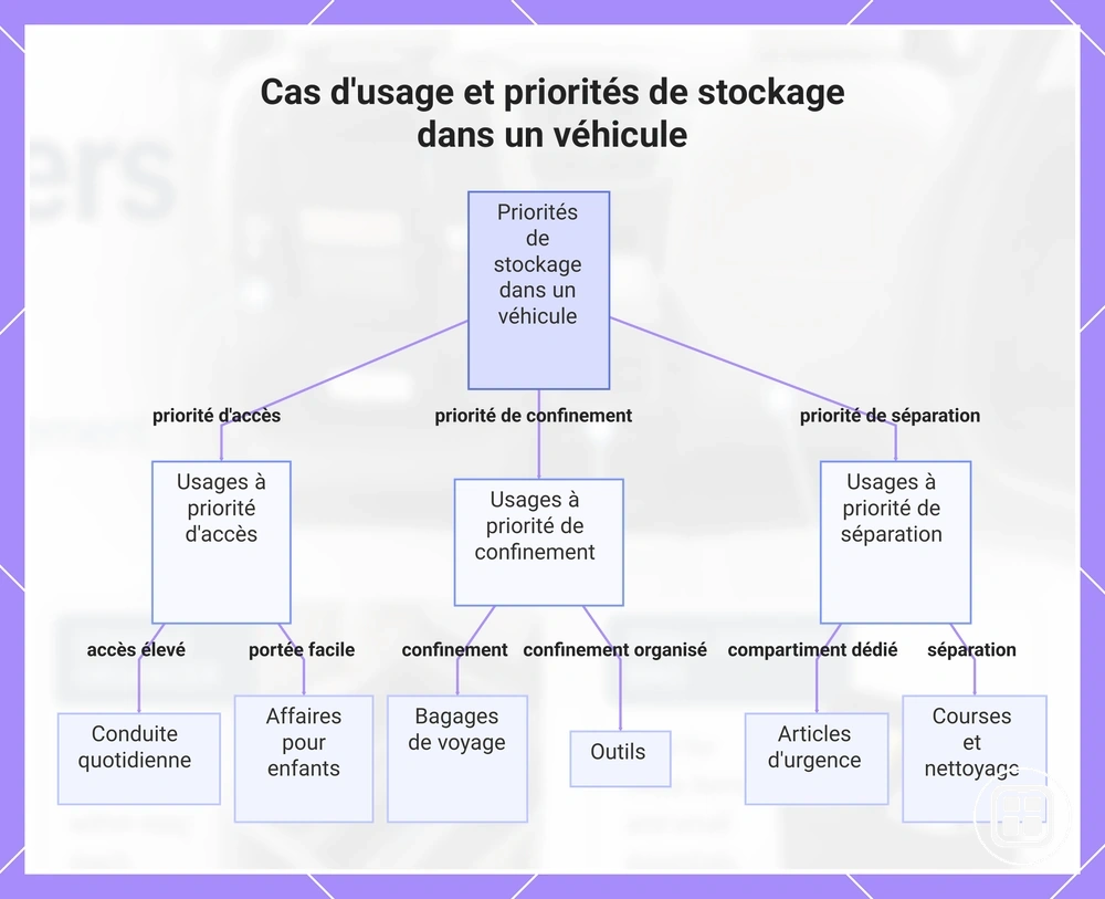 Cas d'usage et priorités de stockage dans un véhicule
