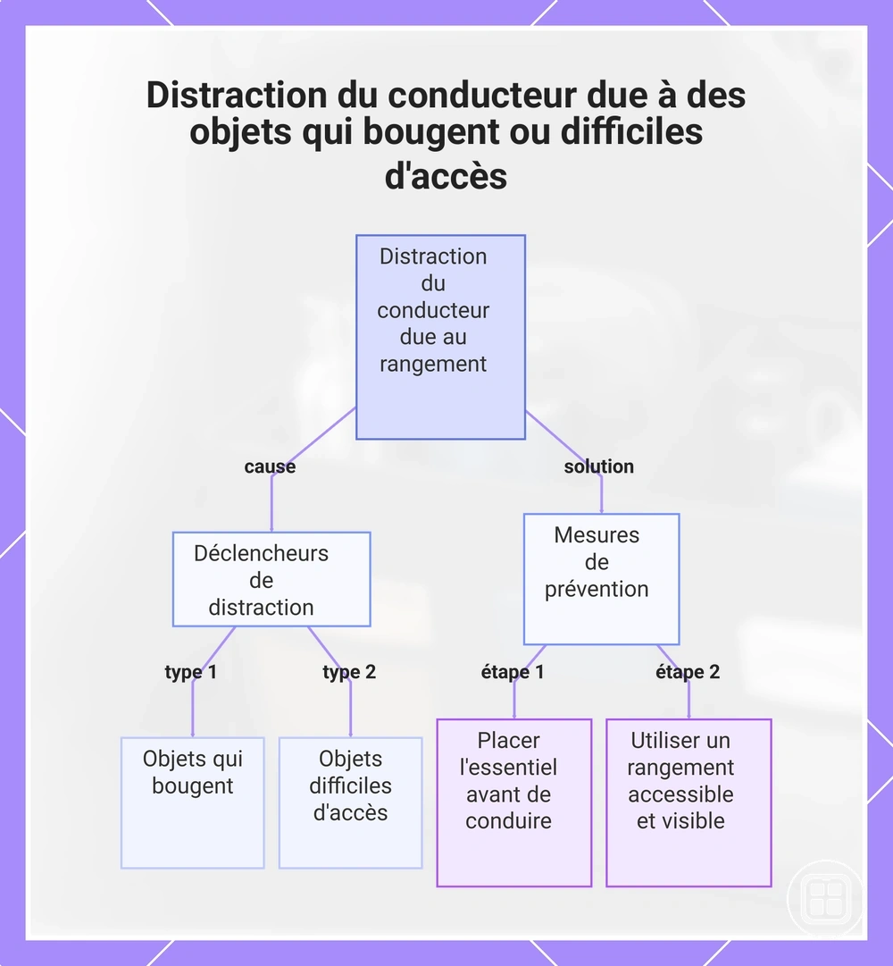 Distraction du conducteur due à des objets qui bougent ou difficiles d'accès