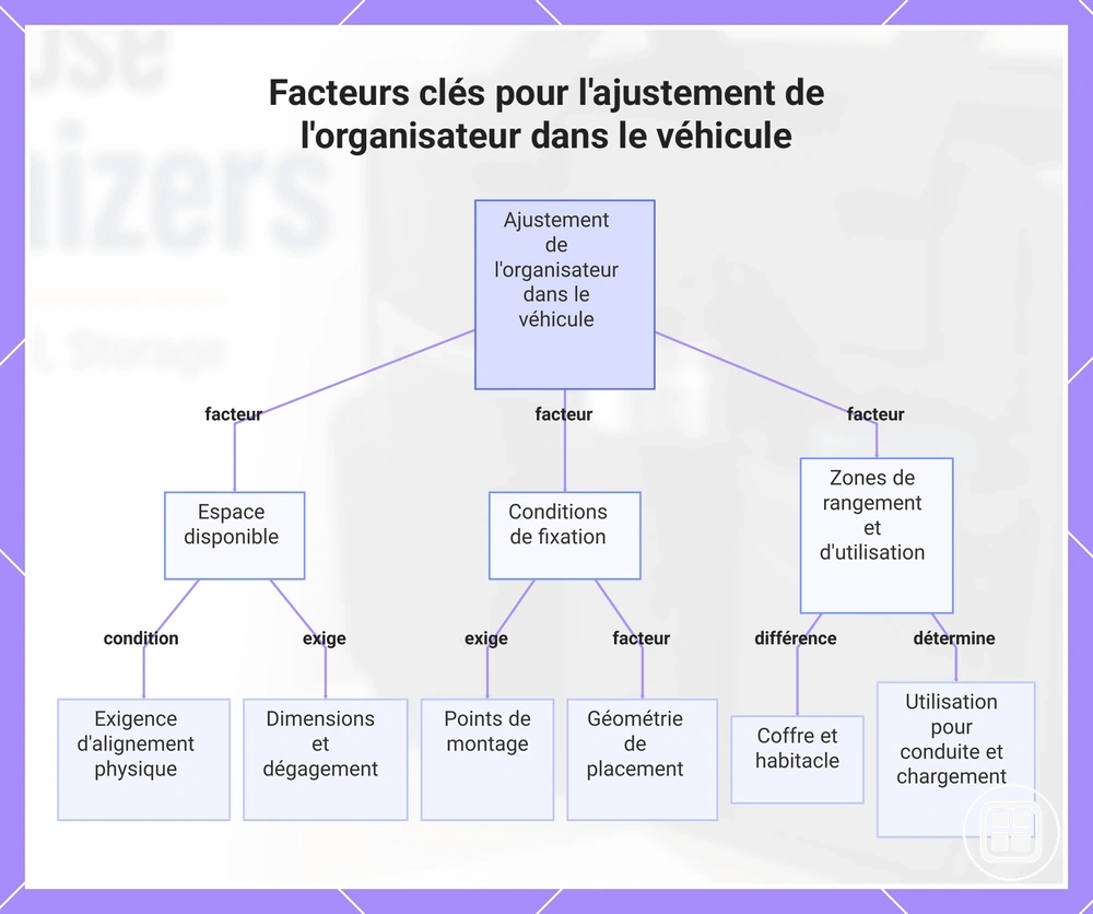 Facteurs clés pour l'ajustement de l'organisateur dans le véhicule