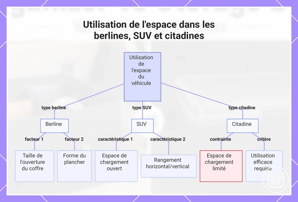 Utilisation de l'espace dans les berlines, SUV et citadines
