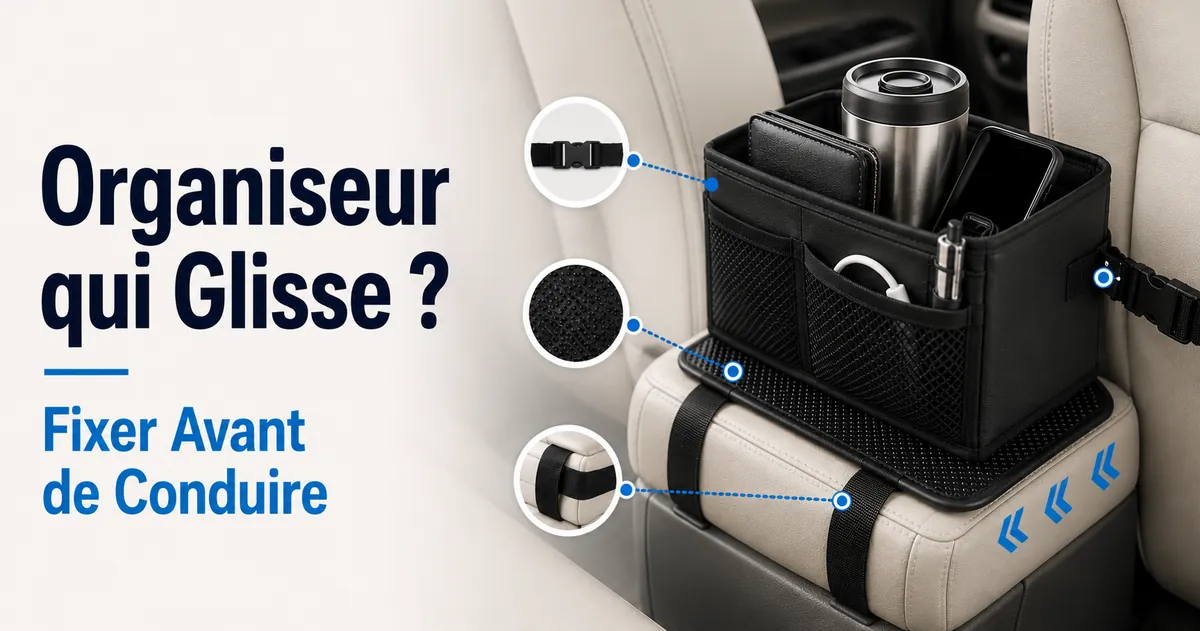 Organiseur de voiture maintenu en place pour éviter qu’il glisse ou se déplace pendant la conduite