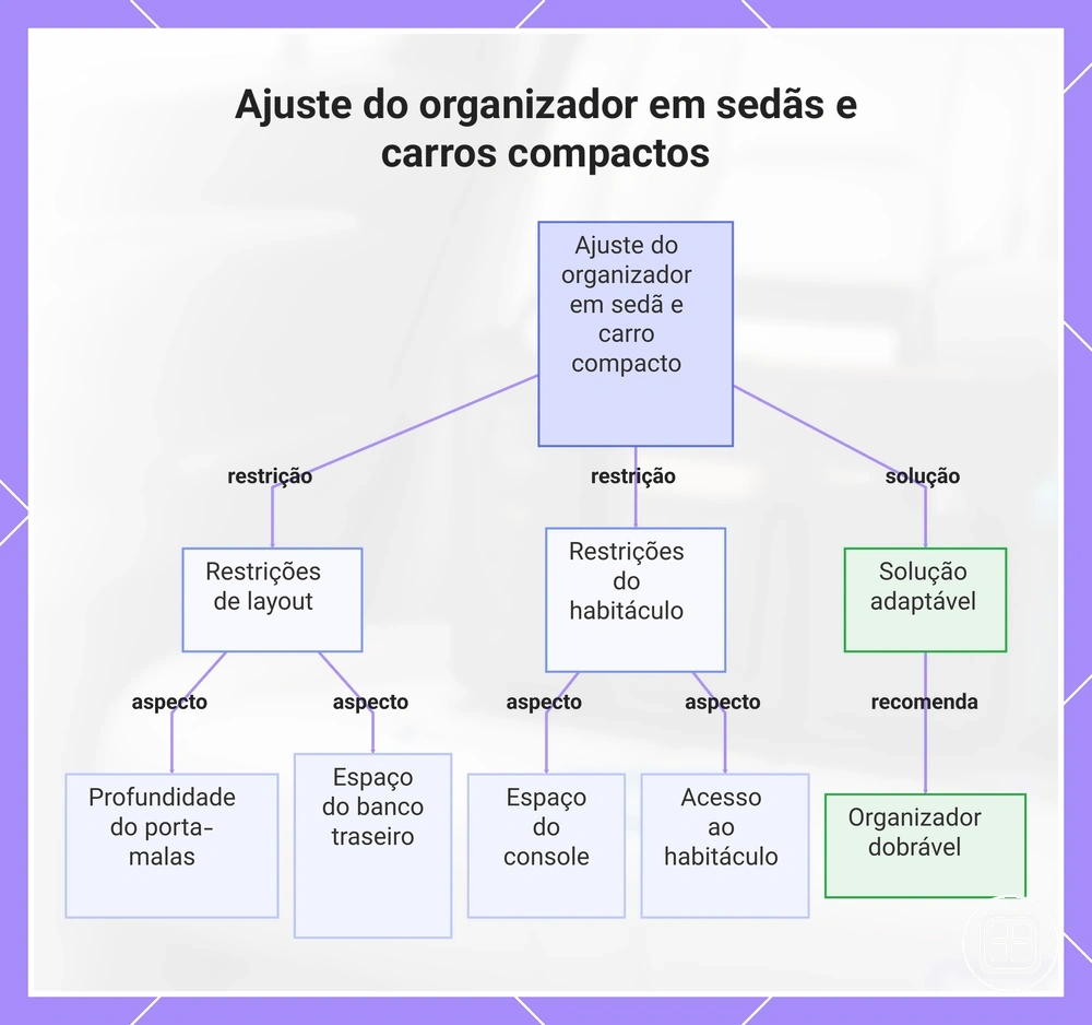 Ajuste do organizador em sedãs e carros compactos