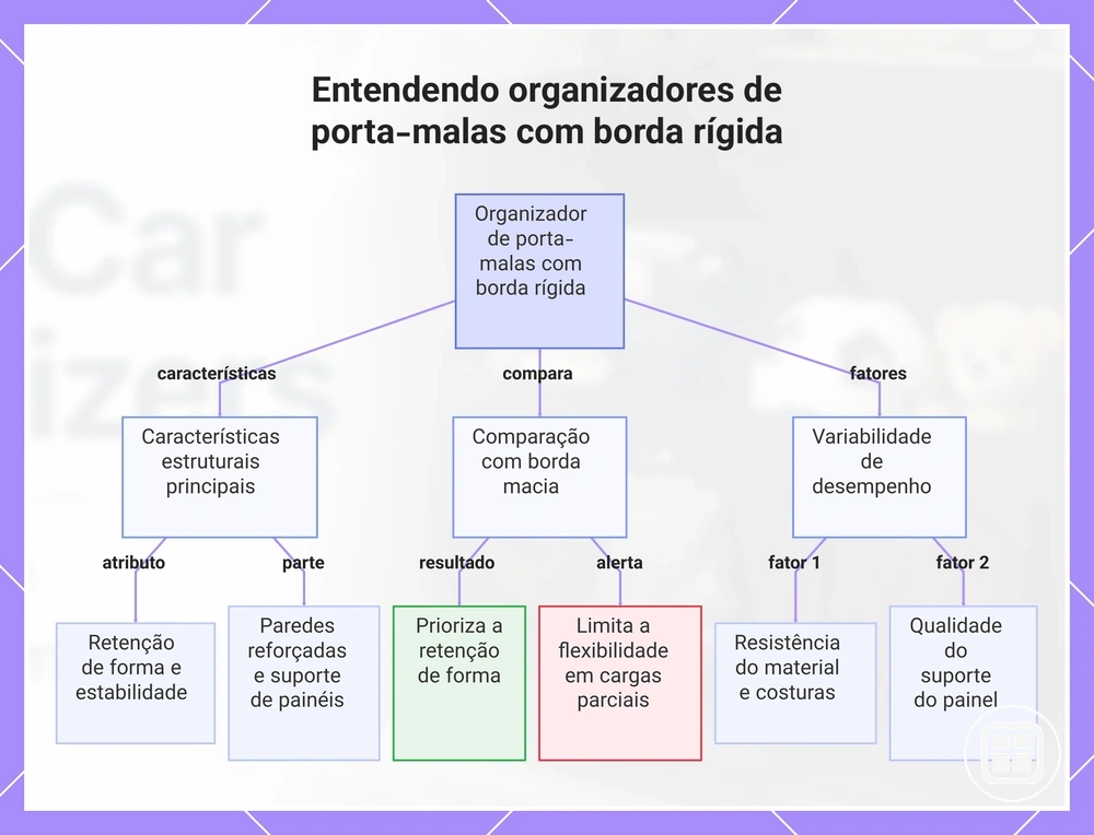 Entendendo organizadores de porta-malas com borda rígida