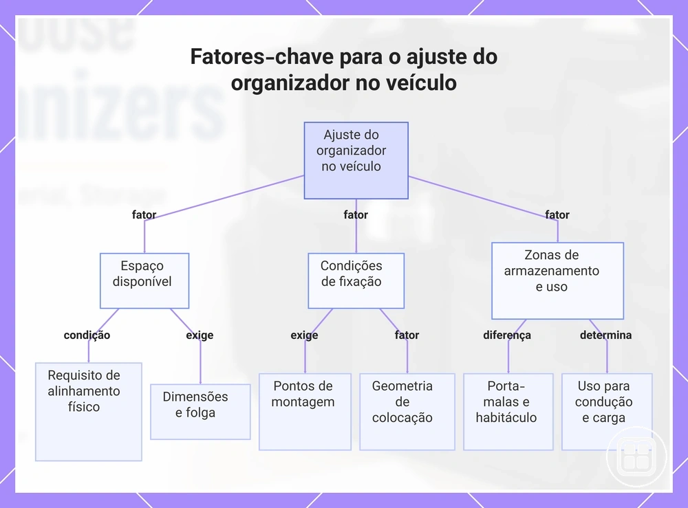 Fatores-chave para o ajuste do organizador no veículo