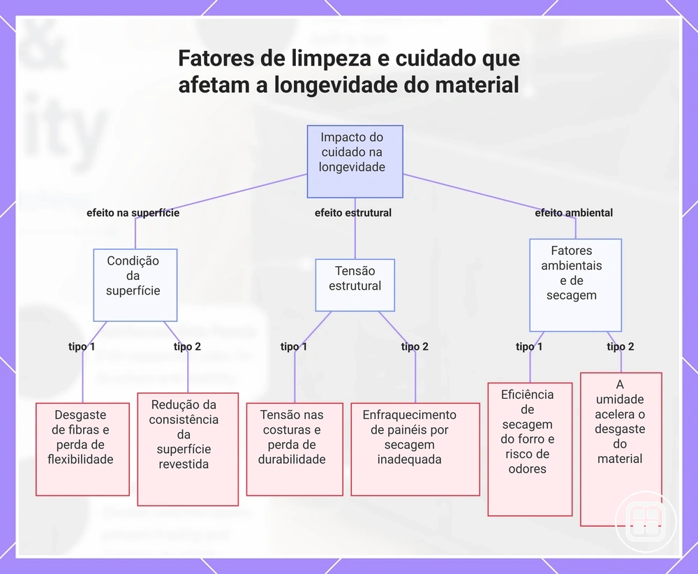 Fatores de limpeza e cuidado que afetam a longevidade do material
