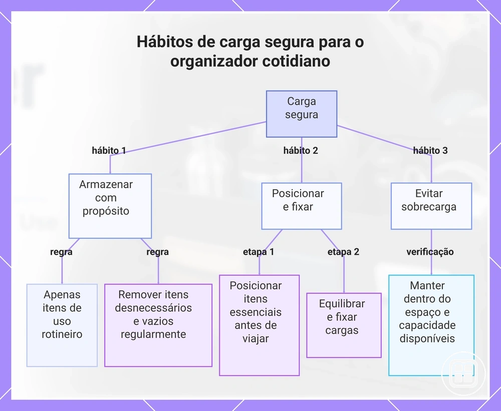 Hábitos de carga segura para o organizador cotidiano