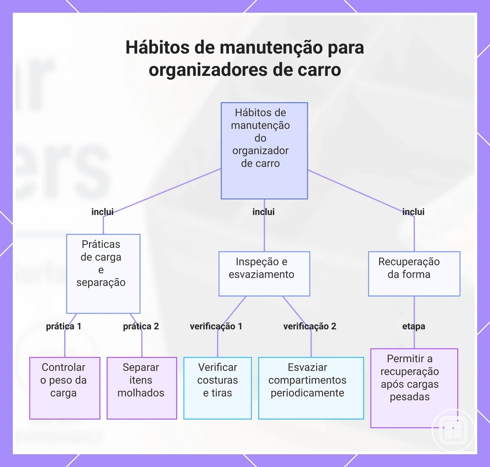 Hábitos de manutenção para organizadores de carro